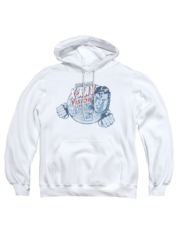 Superman Vintage X-Ray Vision Adult Pull-Over Hoodie, White, Medium