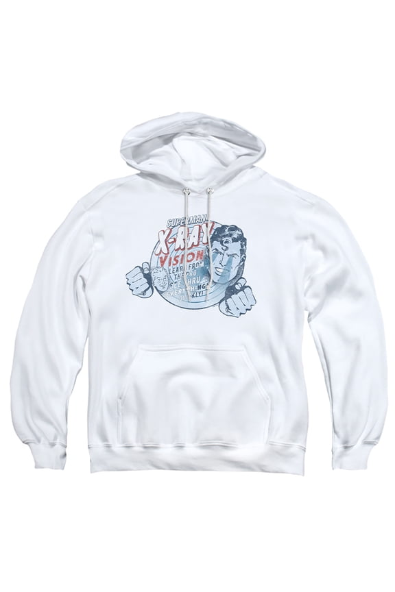 Superman Vintage X-Ray Vision Adult Pull-Over Hoodie, White, X-Large
