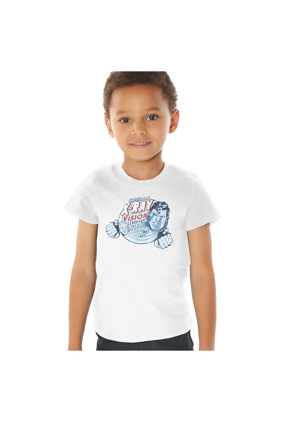 Superman Vintage X-Ray Vision Kids T Shirt (3) for Toddler Boys and Girls, White