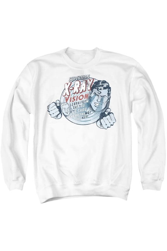 Superman Vintage X-Ray Vision Unisex Adult Crewneck Sweatshirt, White, Medium