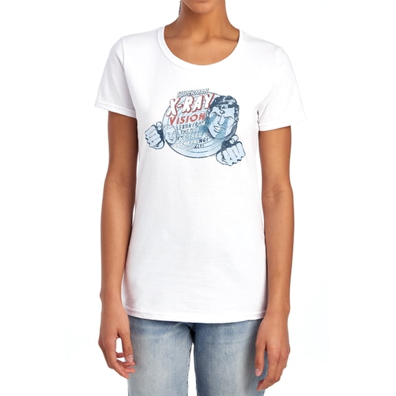 Superman Vintage X-Ray Vision Women's T Shirt, White, Large