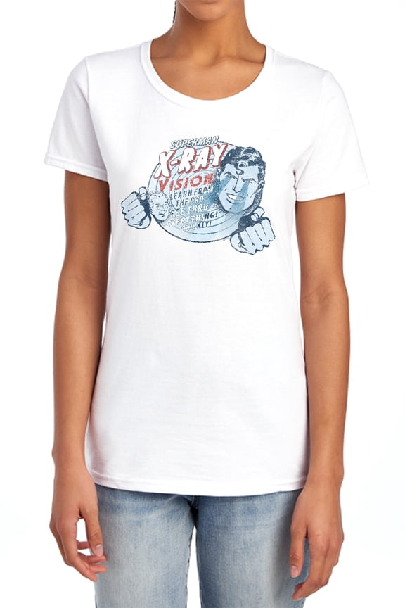 Superman Vintage X-Ray Vision Women's T Shirt, White, Small