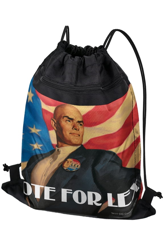 Superman Vote For Lex Drawstring Backpack Sports Bag Sackpack 17" x 13", Perfect for Gym, Yoga or Practice