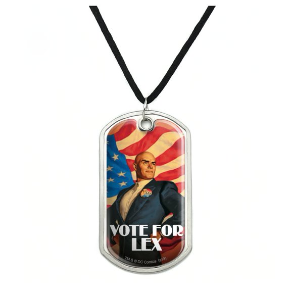 Superman Vote for Lex Military Dog Tag Pendant Necklace with Cord