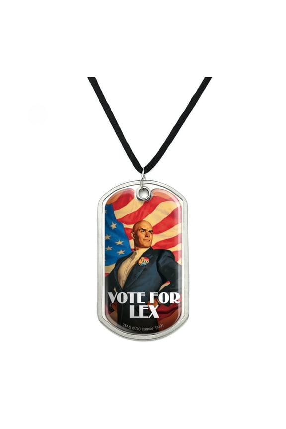 Superman Vote for Lex Military Dog Tag Pendant Necklace with Cord