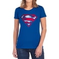 thumbnail image 1 of Superman War Torn Shield Women's T Shirt, Royal, 2X-Large, 1 of 6