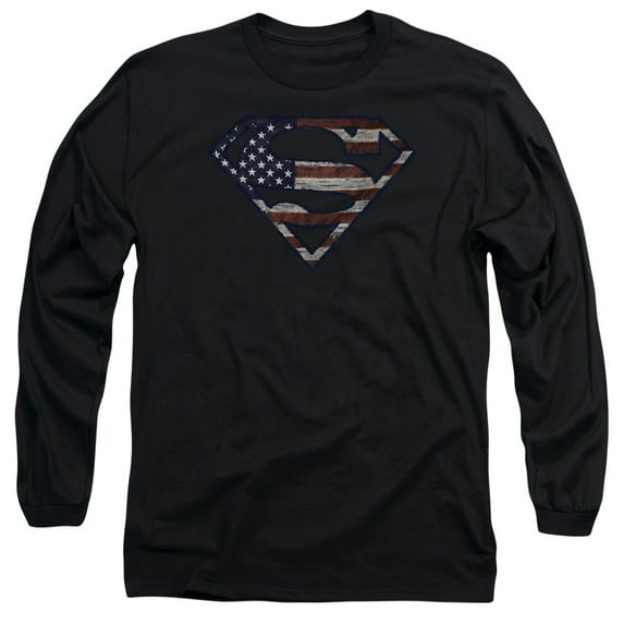 Superman - Wartorn Flag - Long Sleeve Shirt - Medium