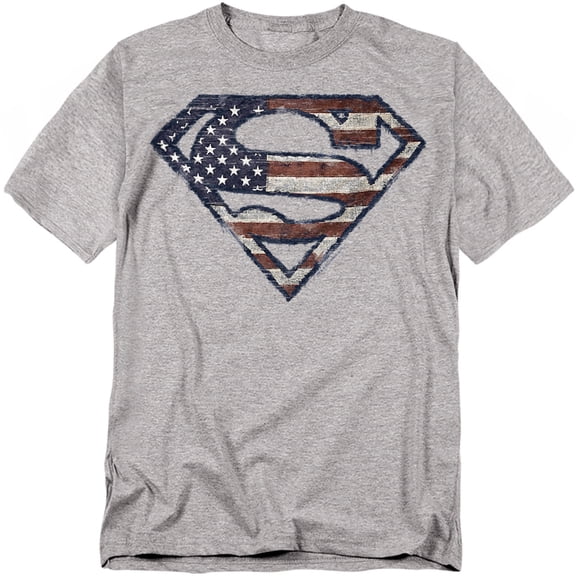 Superman T-Shirt Wartorn Flag Unisex Graphic Tee For Men & Women Athletic Heather&nbsp;