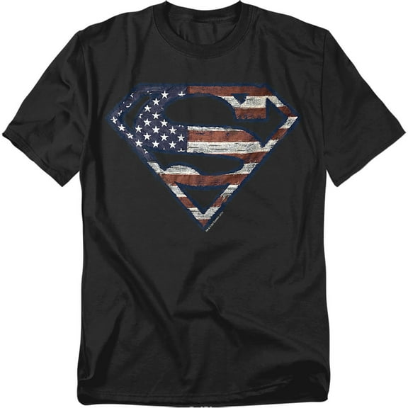 Superman T-Shirt Wartorn Flag Unisex Graphic Tee For Men & Women Black 