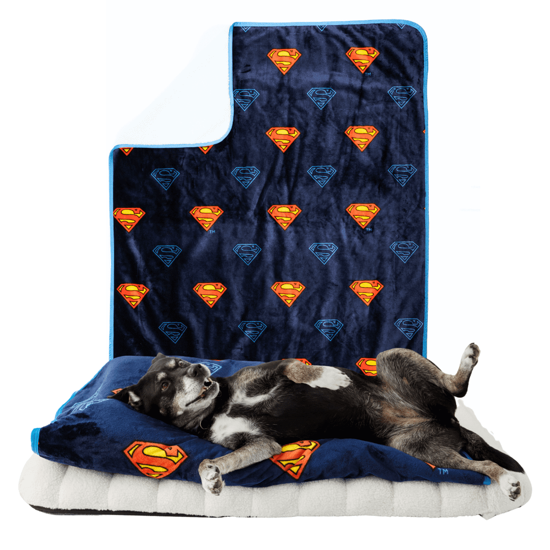 Superman Waterproof Fleece Sherpa Dog Pet Throw Blanket, 50x60 Large