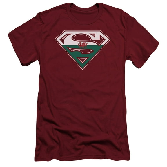 Superman Welsh Shield Adult 30/1 T-Shirt Cardinal