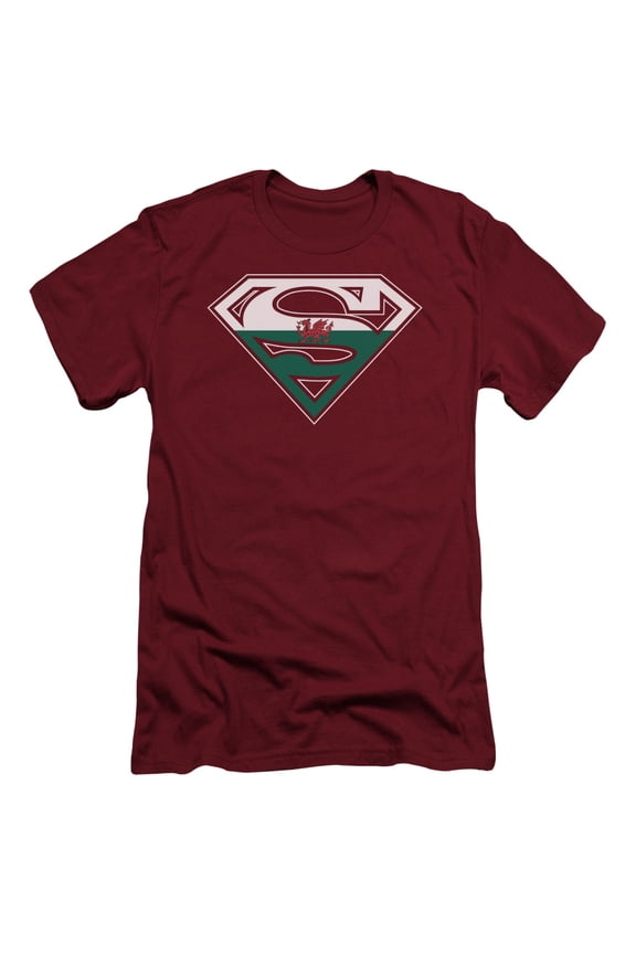 Superman Welsh Shield Adult 30/1 T-Shirt Cardinal