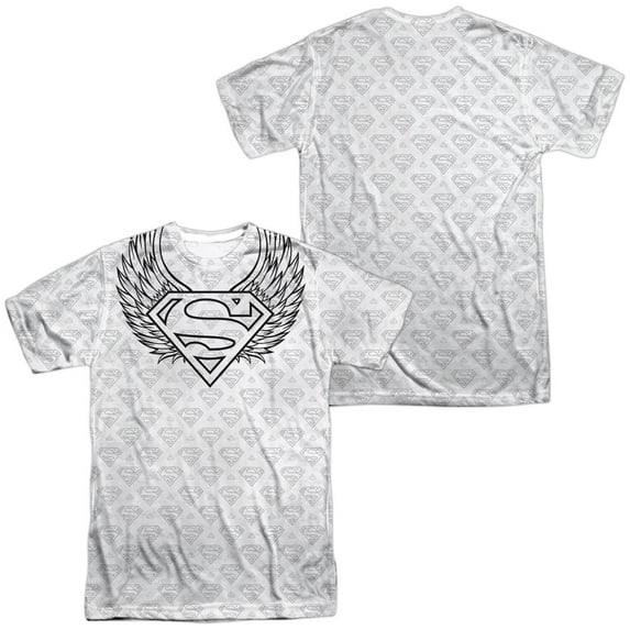 Superman Winged Shield Repeat Unisex Adult Sublimated Costume T Shirt (Front/Back), Medium Multicolor