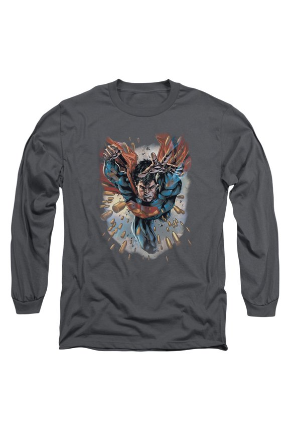 Superman Within My Grasp Long Sleeve Adult 18/1 T-Shirt Charcoal