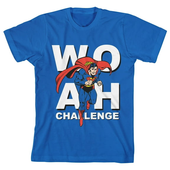 Superman Woah Challenge Youth Royal Blue Graphic Tee-Small
