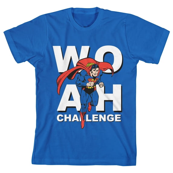 Superman Woah Challenge Youth Royal Blue Graphic Tee-XS