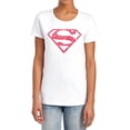 thumbnail image 1 of Superman Word Shield Women's T Shirt, White, Large, 1 of 6