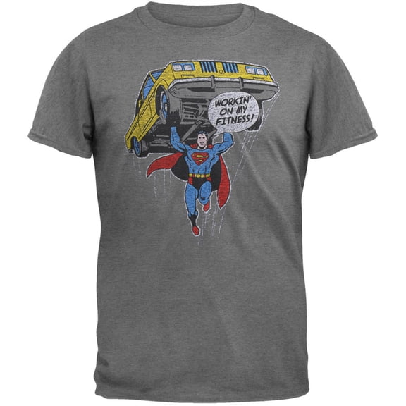 Superman - Workin On My Fitness Soft T-Shirt - Medium
