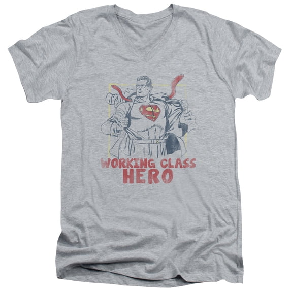 Superman - Working Class - Slim Fit V Neck Shirt - Large