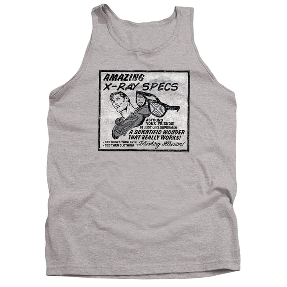 Superman X-Ray Specs Advert Unisex Adult Tank Top, Athletic Heather, Large