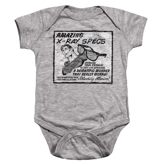 Superman X-Ray Specs Advert Unisex Infant Snap Suit for Baby, Athletic Heather, Large