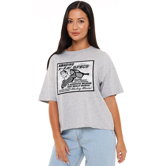 Superman Xray Specs Advert Women's Boxy Cropped T-Shirt Casual Graphic Tee