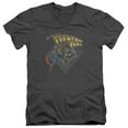 thumbnail image 1 of Superman Zod Greetings Adult V-Neck T-Shirt Charcoal, 1 of 1
