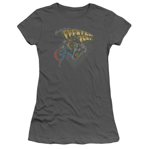 Superman Zod Greetings Junior Women's T-Shirt Sheer Charcoal