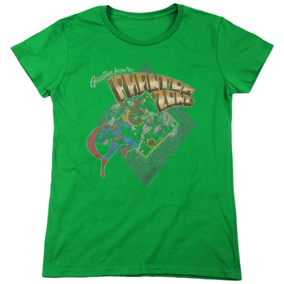 Superman Zod Greetings Women's T Shirt, Kelly Green, Medium