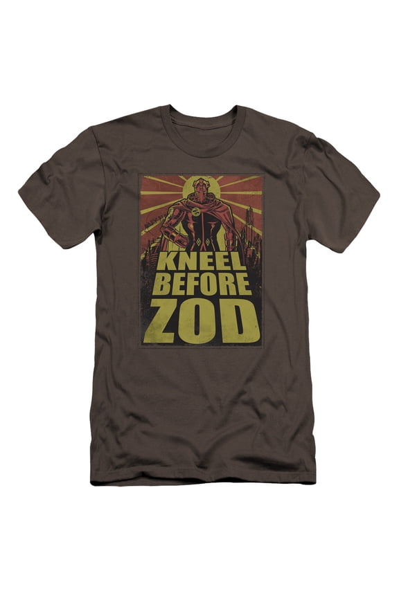 Superman Zod Poster Premium Adult Slim Fit 30/1 T-Shirt Charcoal