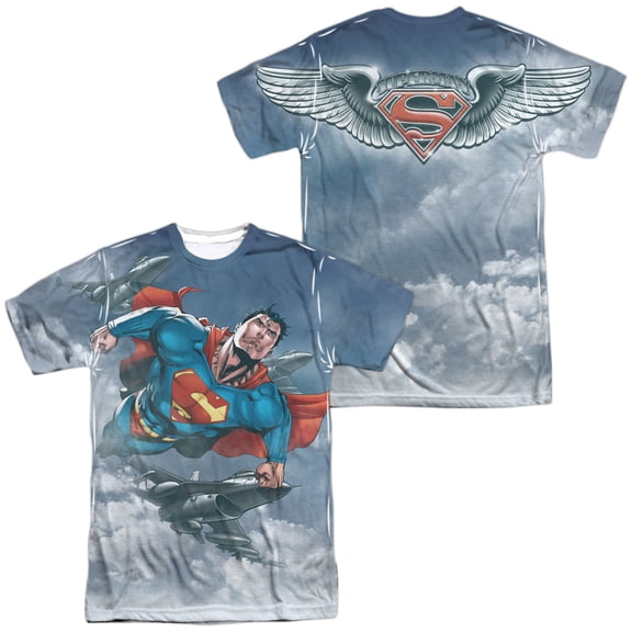 Superman in Formation Unisex Adult Sublimated Costume T Shirt (Front/Back), Medium Multicolor