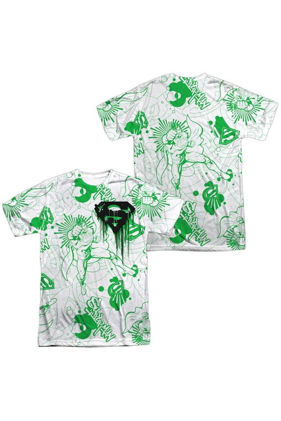 Superman in Your Face Unisex Adult Sublimated Costume T Shirt (Front/Back), Medium Multicolor