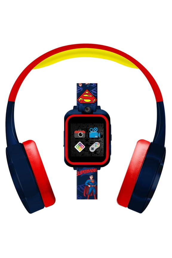 Superman smart watch & headphoness - touch screen sports digital watch gift for kids toddlers boys girls
