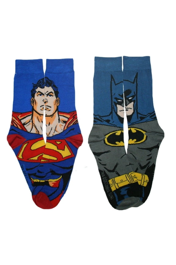 Superman vs Batman Men's Crew Socks 2 Pair Sock Size 10-13