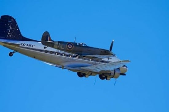 Supermarine Spitfire British and allied WWII War Plane DC3 (Douglas C-47 Dakota) Canvas Art - David Wall DanitaDelimont (36 x 24)