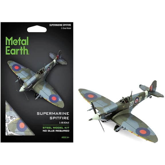 Supermarine Spitfire Fighter Aircraft "British Royal Air Force" (Moderate Difficulty) Steel Model Kit by Metal Earth