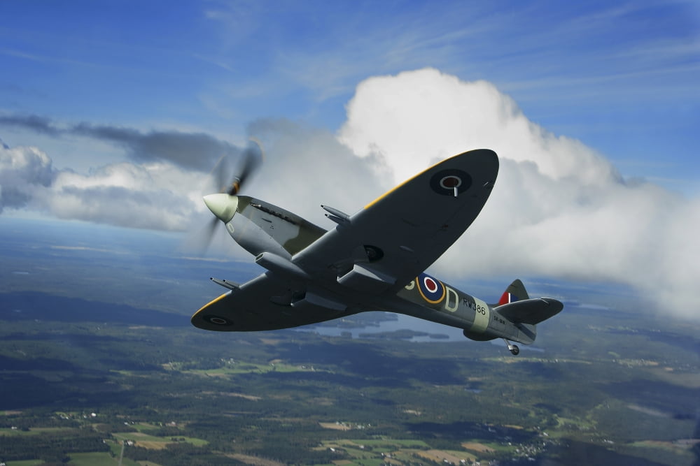 Supermarine Spitfire MkXVI fighter warbird of the Royal Air Force Canvas Art - Daniel KarlssonStocktrek Images (18 x 12)