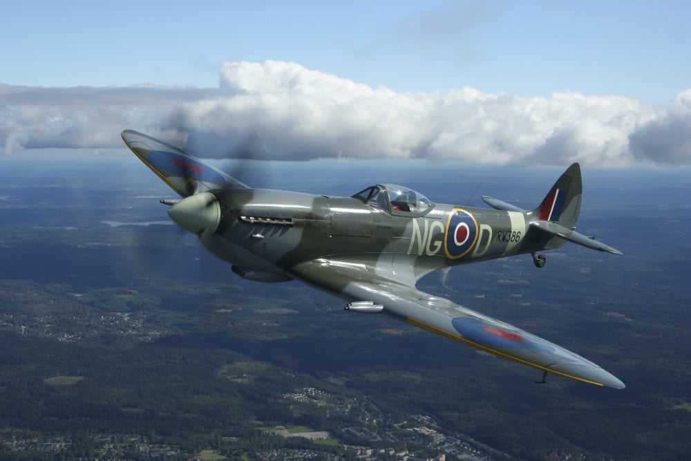 Supermarine Spitfire MkXVI fighter warbird of the Royal Air Force Canvas Art - Daniel KarlssonStocktrek Images (35 x 24)