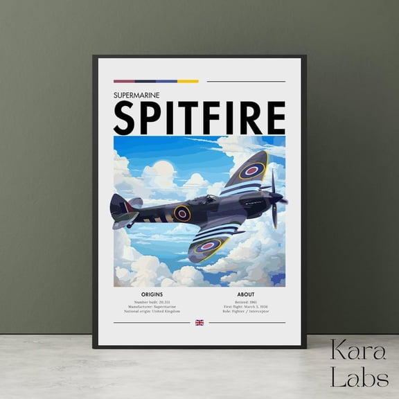 Supermarine Spitfire Poster – WWII Fighter Jet Aviation