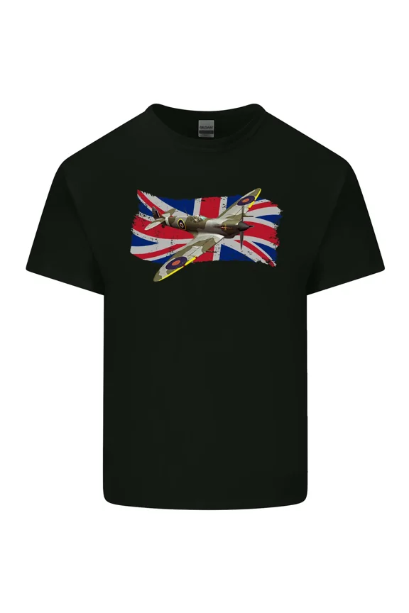Supermarine Spitfire With The Union Jack Patriotic Aircraft Unisex T-Shirt Z6791, up to Size 5XL