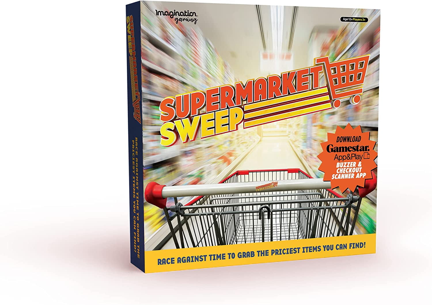 Supermarket Sweep Game, Race Against Time, Grab The Priciest Products to Win, Question Categories from TV Show, Aisle of Champions, On Your Carts, Get Set, Go, Ages 12+