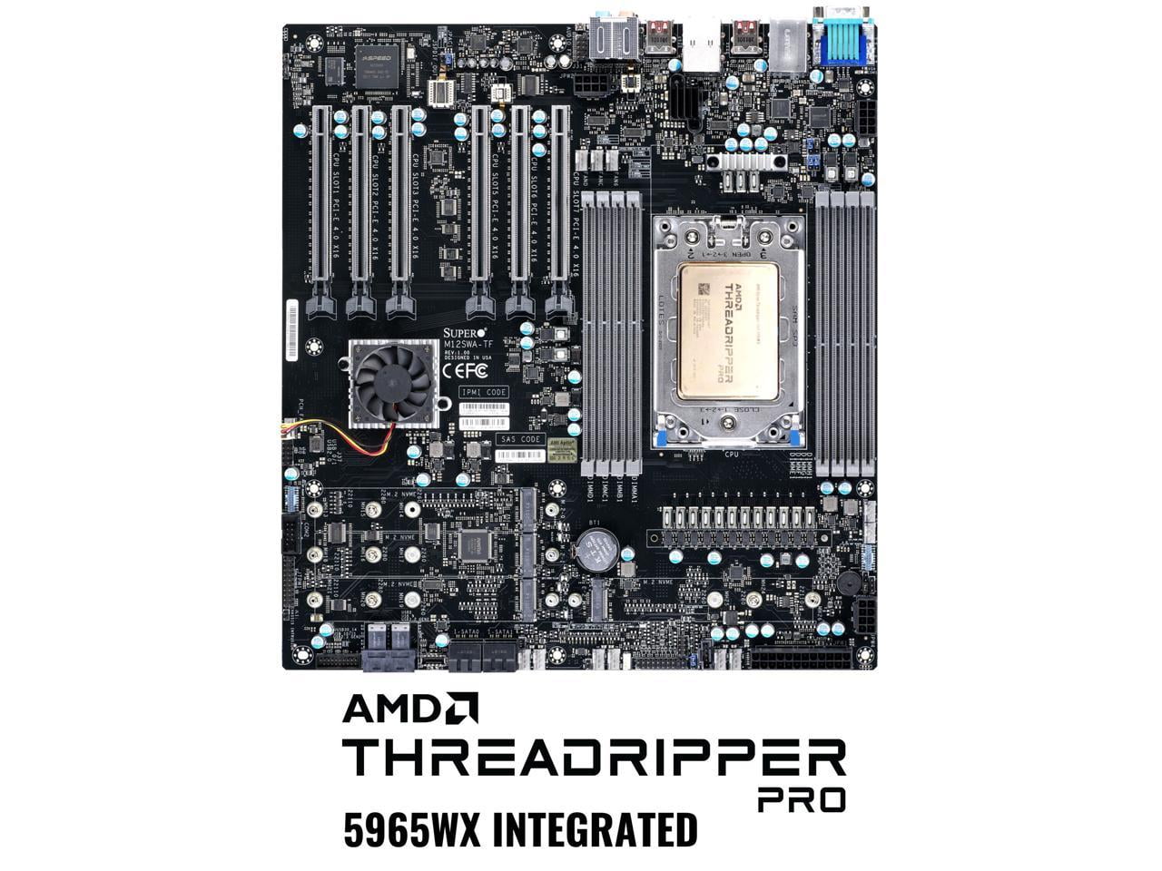 Supermicro AMD Motherboard/CPU Bundle M12SWATF Workstation Motherboard Installed with AMD