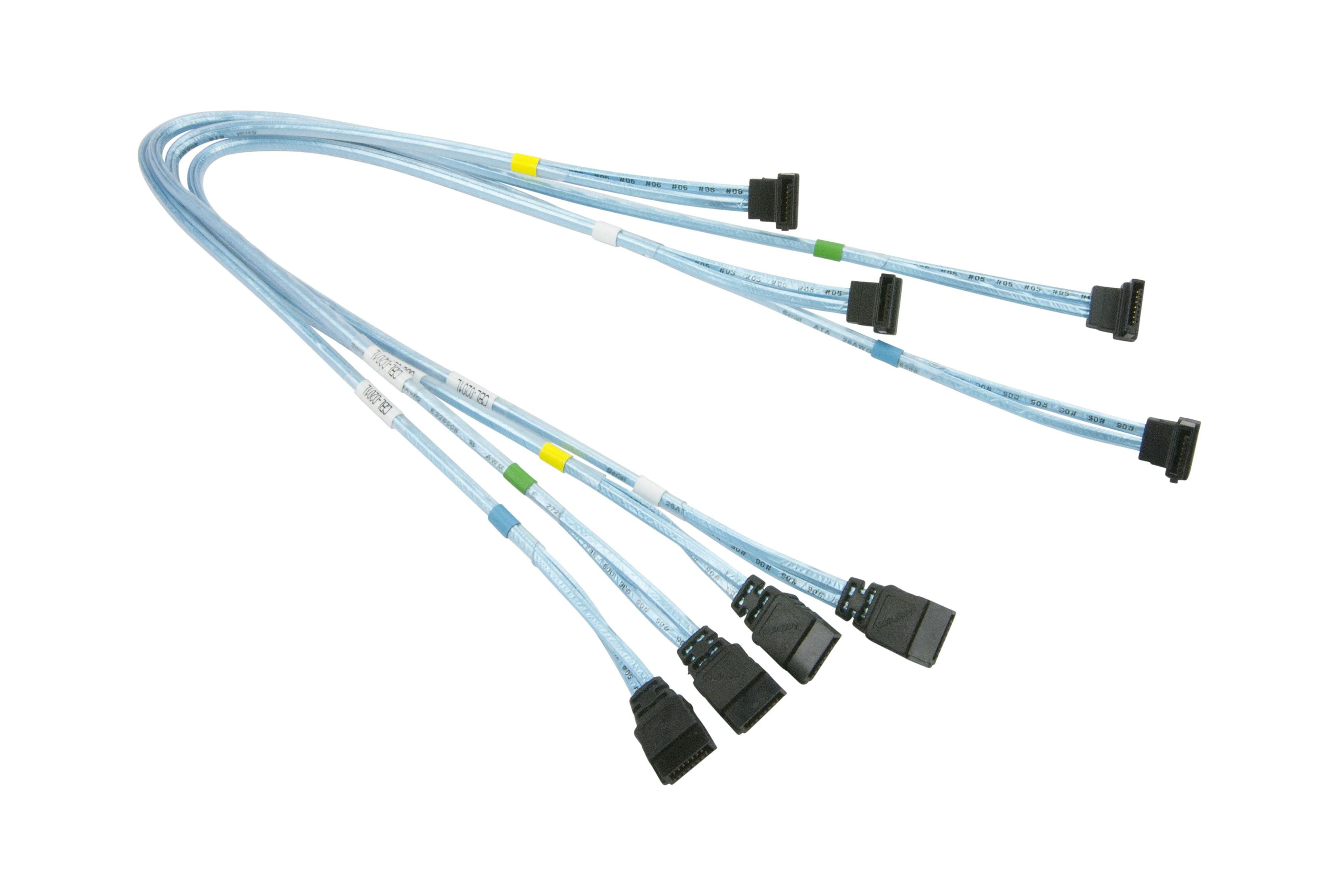 Supermicro CBL-0201L SATA Set of 4 Round Right Angle-Straight 51/47/41/37cm Cable