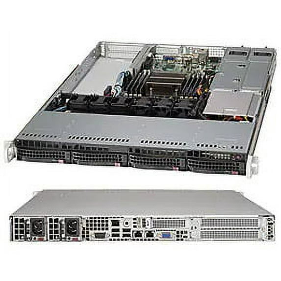 Supermicro SuperChassis 815TQ-R706WB CSE-815TQ-R706WB Black 1U SC815 WIO Chassis w/ Redundant 750W - Support Dual and Single Intel and AMD Processors