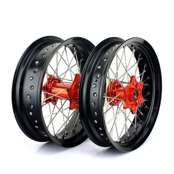 Supermoto 17'' Complete Wheels Rim SX XCW EXC EXC-F 125-540 2003-2024 Orange Hub
