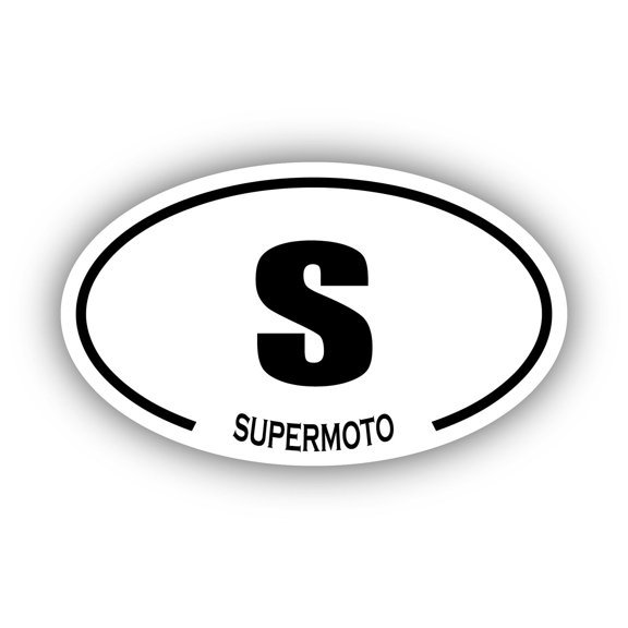 Supermoto S Oval Bumper Sticker 3M Vinyl Decal 3 in x 5 in