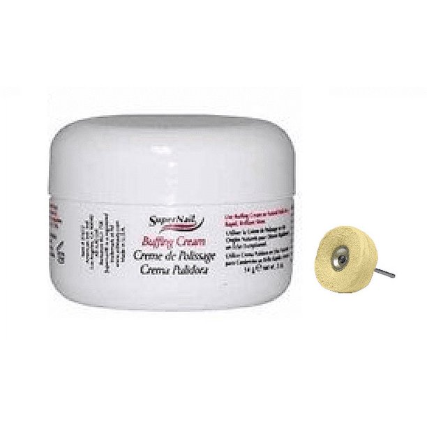Supernail Buffing Cream 2oz with Chamois Nail Buffing Wheel