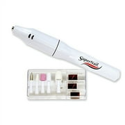 SuperNail Deluxe Manicure Machine, 8-Piece Plastic Manicure Set with Manicure Machine, 6 Attachments & Storage Case, White