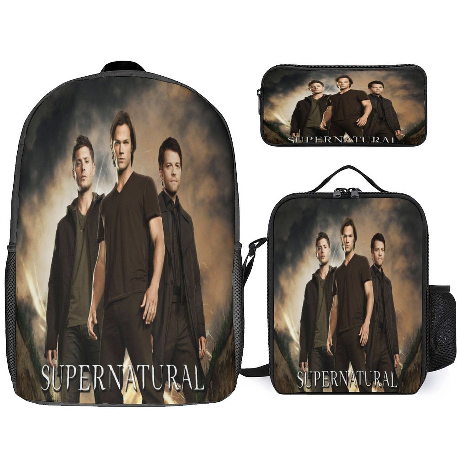 Superbad Rucksack Supernatural Backpack 3 Piece Set with Lunch Box And Pencil Case 3D ...