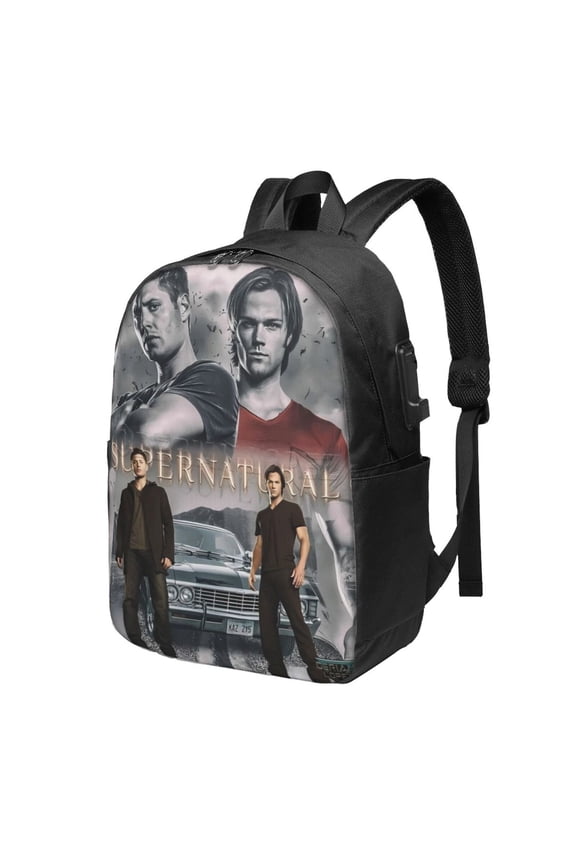 Supernatural Backpack For Men Women Teen , Water Resistant Casual Daypack Fits Laptop With Usb Charging Port,17 In Bookbag For Travel,Hiking,Gift